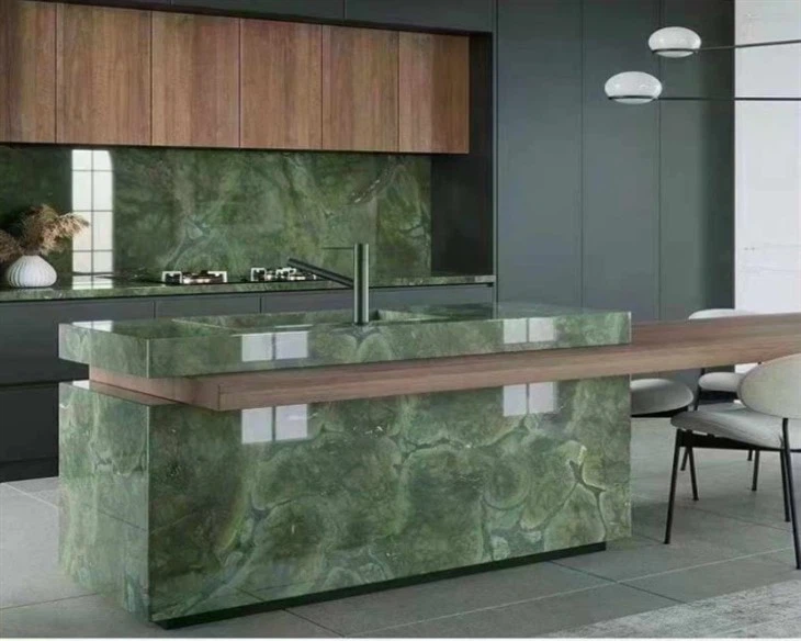 green quartzite kitchen